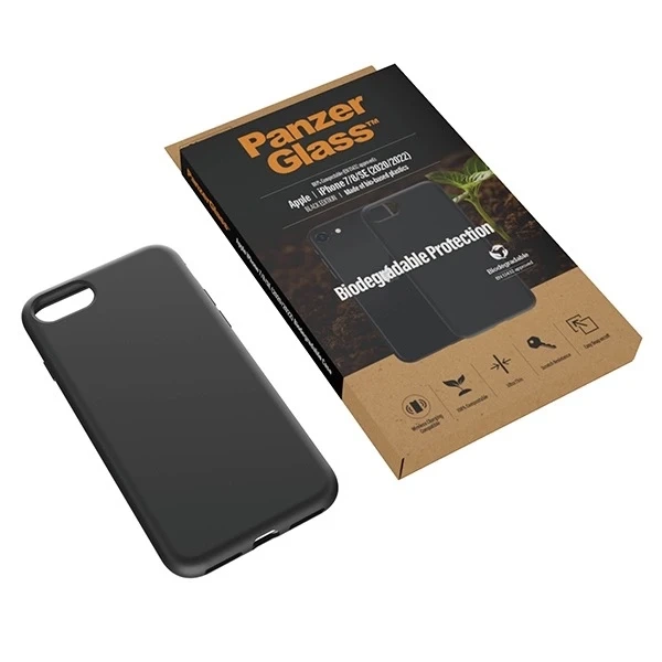 PanzerGlass Biodegradable Case for iPhone SE 2022 / SE 2020 / 7 / 8 black/black 0346