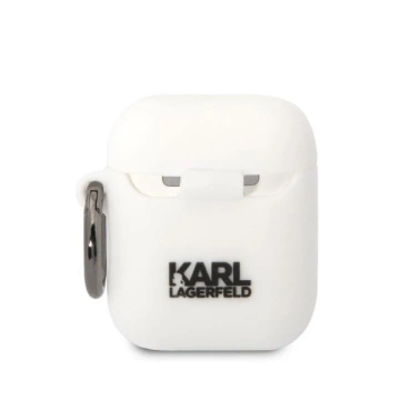 Ochranné puzdro na slúchadlá Karl Lagerfeld pre AirPods 1/2 kryt biely/biely Silikón Karl Head 3D