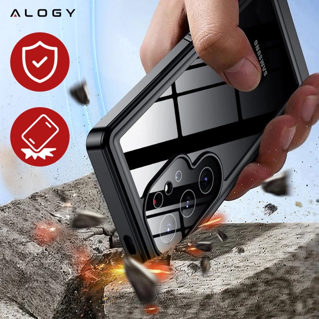 Hülle für Samsung Galaxy S24 Ultra Armored Waterproof IP68 360 Armor Case für Mag Safe Alogy schwarz