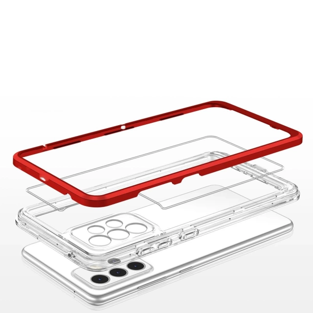 Priehľadné puzdro 3v1 pre Samsung Galaxy A33 5G Frame Gel Cover Red