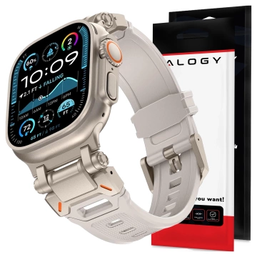 Alogy Luxusný kovový remienok na náramok TPU pre Apple Watch 42/44/45/49 mm béžový