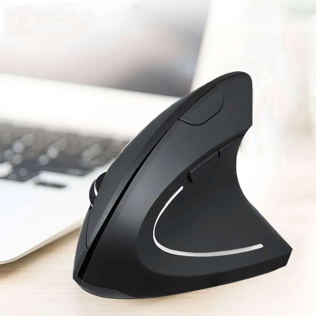 Wireless vertical gaming mouse vertical ergonomic for laptop PC right-handed silent Black