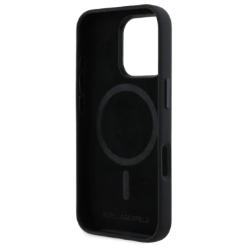 Etui Karl Lagerfeld для iPhone 16 Pro 6.3" Czarny Hardcase Silicone Shadow Metal Initial MagSafe