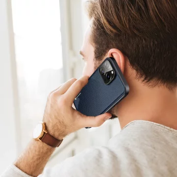 Чохол Dux Ducis Fino для iPhone 14 Pro Max синій нейлон