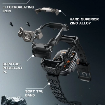 Etui z Paskiem do Apple Watch Ultra 1/2 (49mm) Czarny SUPCASE Unicorn Beetle Ore