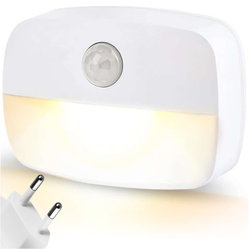 Світлодіодний нічник з датчиком руху для розетки EU, 3 кольори світла Alogy Night Light White