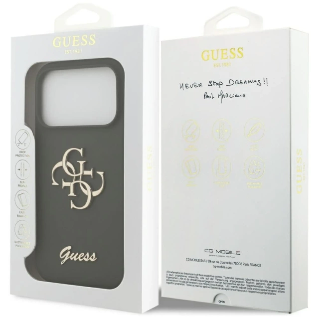Etui Guess Silicone Big 4G Script do iPhone 17 Pro Max Khaki