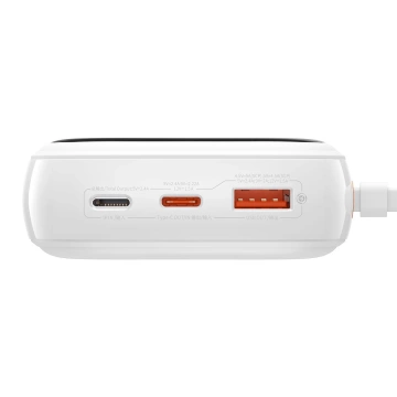 Powerbanka s rychlým nabíjením Baseus Qpow Digital Display 20000mAh 20W QC/PD/SCP/FCP s vestavěným Lightning kabelem bílá