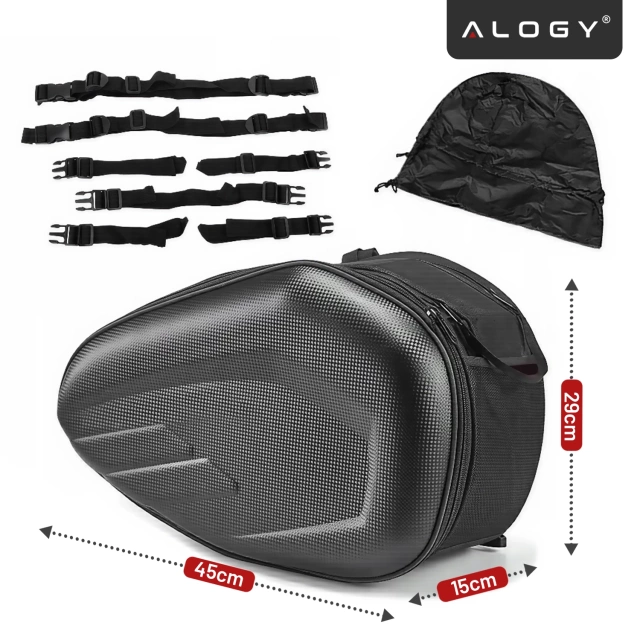 Motorrad-Satteltasche 38–58 l – Tasche, Seitenkoffer, Soziustasche, wasserdicht, robustes Material, verstellbar für Motorräder – Alogy RoadPack™ Schwarz