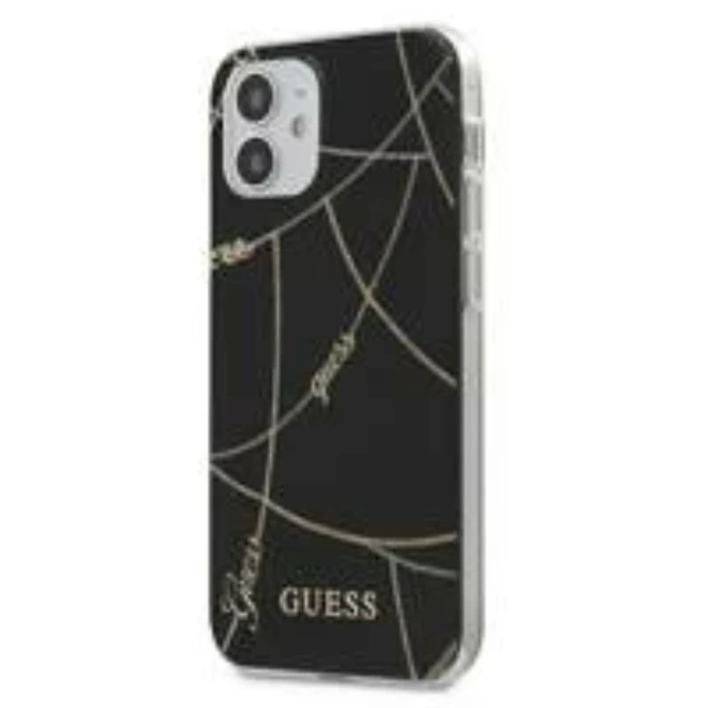 Guess GUHCP12SPCUCHBK iPhone 12 mini 5,4" černý/černý pevný obal Gold Chain Collection
