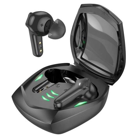 Бездротові Bluetooth-навушники HOCO EW28 TWS – чорні з ігровим режимом та зарядним футляром
