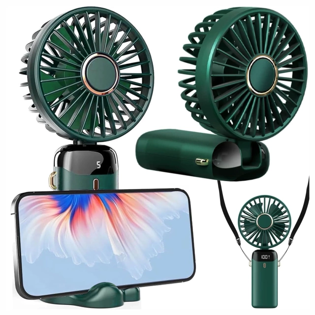 Fan Fan Handheld Fan Wireless Alogy Desktop Portable Handheld with Phone Holder USB-C Navy Blue