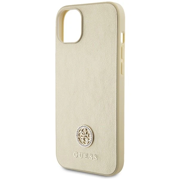 Etui Guess GUHCP15SPS4DGPD do iPhone 15 6.1" złoty/gold hardcase Leather 4G Metal Logo Strass