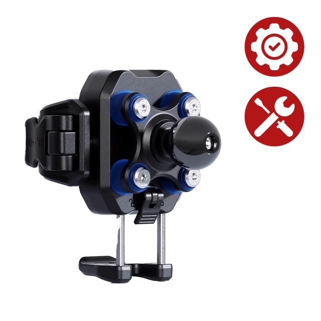 Uchwyt Motocyklowy na kierownicę KEWIG M33-A1 na telefon z ładowarką Qi 15W + PD 30W USB-C z systemem przeciwwstrząsowym na motor quada skuter Czarny