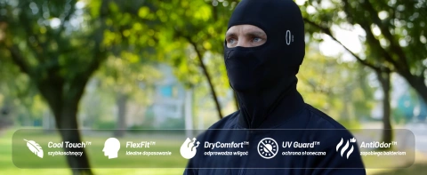 Kewig Motorcycle Balaclava Breathable and Windproof, Under Helmet for Motorcycles and Scooters, Quick-Drying, Moisture-Wicking, Antibacterial and UV Protection - Black