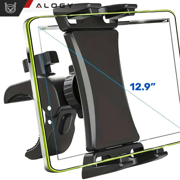 Tablet phone holder 4.7"-12.9" for a bar, tripod, handlebar for a trainer, stationary bike, treadmill, headrest stand Alogy black
