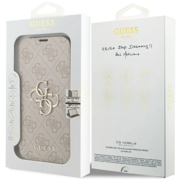 Etui Guess Book 4G Metal Logo do iPhone 17 Pro Różowy