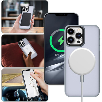 Чохол для iPhone 15 Pro Mag Safe Case MagMat задня кришка телефону матове сіре скло