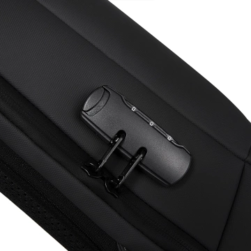 Bange Diebstahlsicherer, wasserdichter Rucksack für 15,6"-Laptops, ideal für Stadtreisen, 46 x 30 x 15 cm, für Arbeit und Flugreisen, für Damen und Herren, mit USB-Anschluss und Zahlenschloss, Schwarz