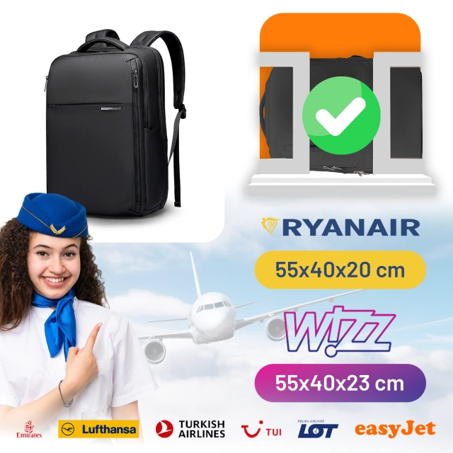 Plecak do Biura na Laptopa 15.6" Mark Ryden, Wodoodporny, Elegancki i Stylowy, Pojemny 23L, Praktyczny z Zamkiem YKK i Bocznymi Kieszeniami, 43 × 30 × 18 cm – Czarny