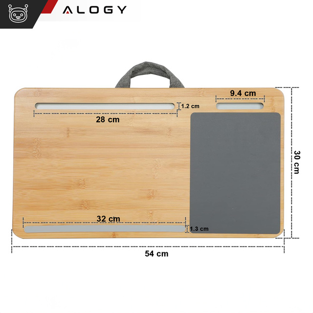 Настільна підставка для ноутбука, тримач для телефону, планшета, бамбуковий килимок для миші Alogy, наколінник на ліжко