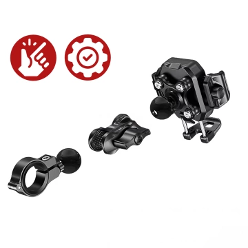 KEWIG M33-C1 Motorcycle Bike Handlebar Phone Holder with Anti-Shock System for Motorbike, Quad, Scooter, Black