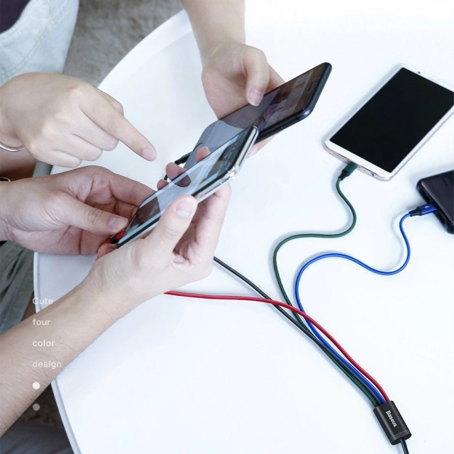 Кабель Baseus USB 4in1 Lightning / 2x USB Type C / кабель micro USB в нейлоновій оплітці 3,5 A 1,2 м чорний (CA1T4-B01)