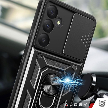 Case for Samsung Galaxy A55 5G Armored Slide Case Ring Housing Camera Protection Camshield Alogy Black