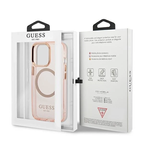 Etui Guess GUHMP13XHTCMP für iPhone 13 Pro Max 6,7" Hartschale Gold Outline Translucent MagSafe