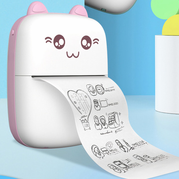 Drukuś Thermodrucker mit 6 Rollen Thermopapier für Kinder, rosa