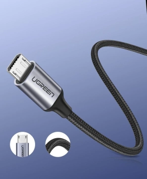 Uzelený kábel USB - micro USB 1m sivý (60146)