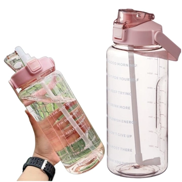 Пляшка велика, поїлка Alogy MotivHydro Мотиваційна мірна чашка 2л 2000мл Рожева