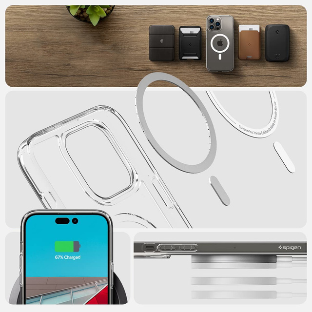 Puzdro Spigen Ultra Hybrid Mag for MagSafe pre Apple iPhone 14 Pro White 1m Lightning Cable