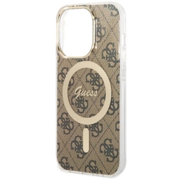 Guess GUHMP14LH4STW Handyhülle für Apple iPhone 14 Pro 6.1" braun/braun Hardcase 4G MagSafe