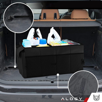 Car trunk organizer storage bag for car large trunk Black XXL Alogy hard cover 2x headrest holder