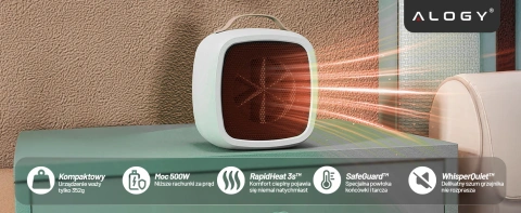 Elektrický ohrievač Farelka ventilátorový ohrievač mini 500W ohrievač stolný ohrievač pre Alogy biely