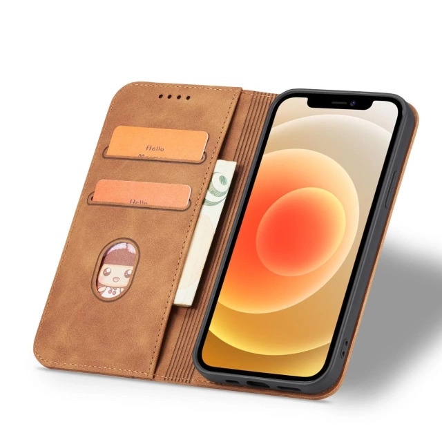 Magnet Fancy Case Чохол для iPhone 12 Pro Max Pouch Wallet Card Holder Коричневий