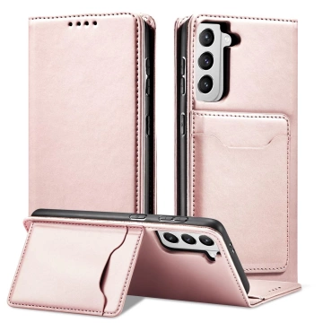 Magnet Card Case case for Samsung Galaxy S22 (S22 Plus) cover card wallet stand pink