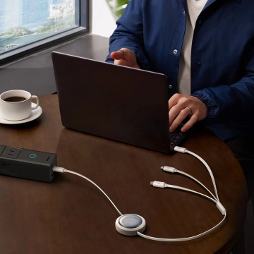 Baseus Free2Draw CB000084 Cable Retractable USB-C - Lightning / USB-C / Micro USB 100W 1.1m - White