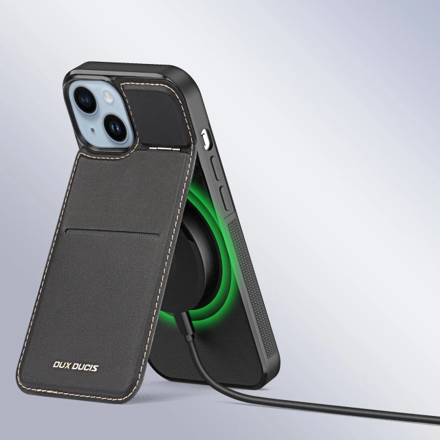 Peněženka 3v1 se stojánkem pro iPhone 15 Plus MagSafe RFID Blocker Dux Ducis Rafi Mag - černá