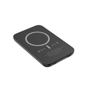 Externá batéria (POWER BANK) VEGER MagOn Kick s indukčným nabíjaním podporuje nabíjanie s MagSafe 15W - 5 000mAh PD 20W čierna (V0553P / W0553P)