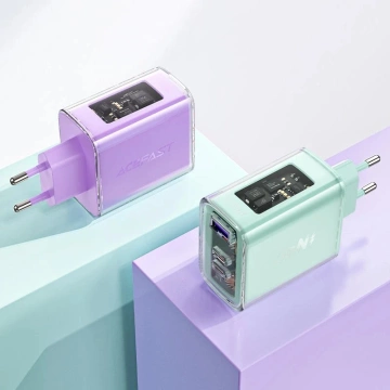 Nabíjačka Acefast A45 GaN 65W s 3 portami (1x USB, 2x USB-C) zelená