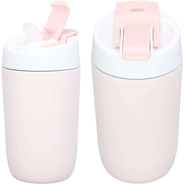Thermal mug thermos with a spout and a straw for coffee, yerba mate tea, 480ml, vacuum bottle Alogy Steel Pink