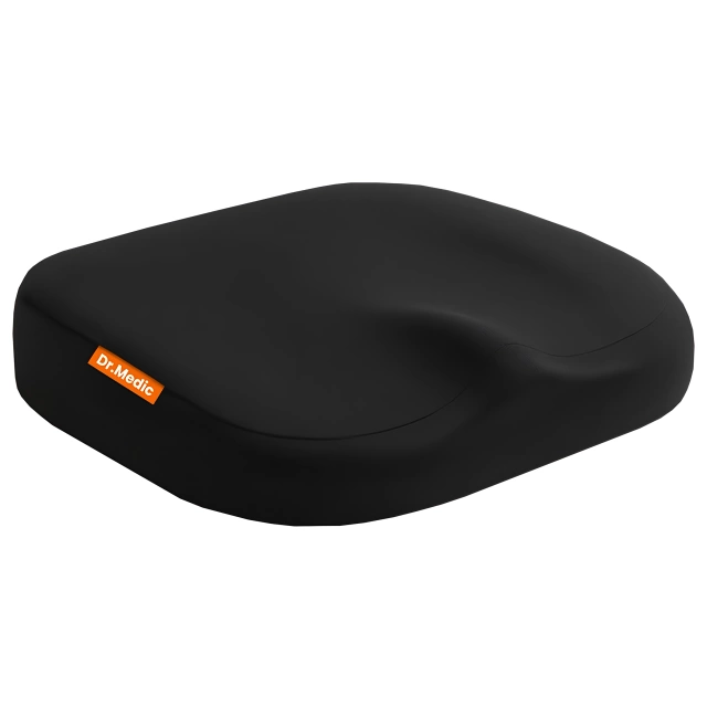 Poduszka na fotel DR.MEDIC ComfySeat™ Ergonomiczna siedzisko biurowe wsparcie kości ogonowej na krzesło do biura auta samochodu Czarna