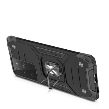 Wozinsky Ring Armor Toughened Hybrid Case Magnetic Cover Holder Samsung Galaxy S22 Ultra Silver