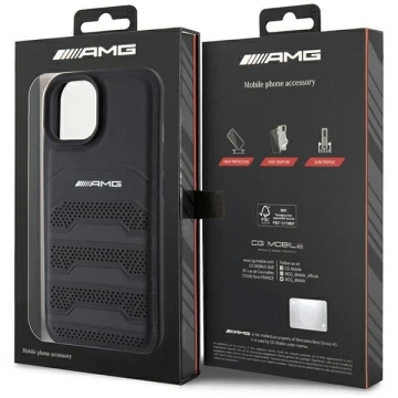 Kožené puzdro s reliéfnymi líniami AMG pre iPhone 15