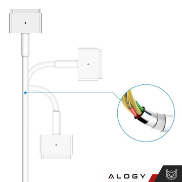 Alogy nabíjačka MacBook nabíjačka Apple MacBook MagSafe 2 typ T-typ 45W napájací adaptér biely