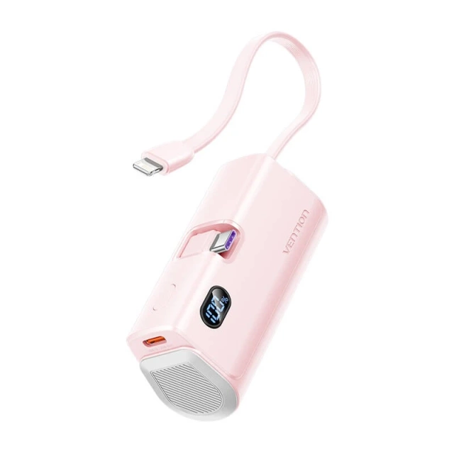 Зовнішній зарядний пристрій Vention Pink 4800mAh 22.5W LED Lightning USB-C Pink Compact