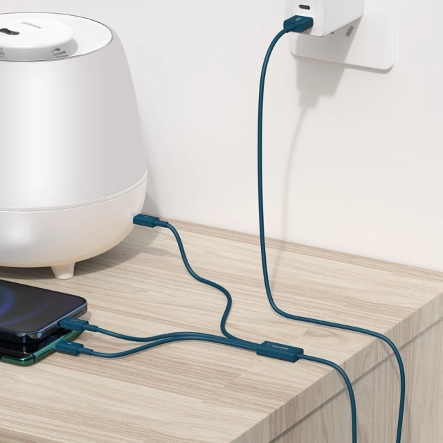 Кабель USB 3w1 Baseus Superior Series, USB до micro USB / USB-C / Lightning, 3.5A, 1.2m (niebieski)