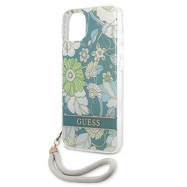 Guess GUHCP13MHFLSN iPhone 13 6,1" зелений/зелений твердий чохол Flower Strap